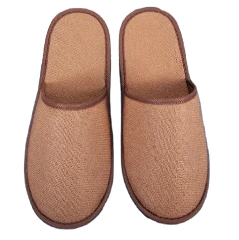 Plush brown disposable slippers for homestay hotels beauty salons thickened anti-slip slippers