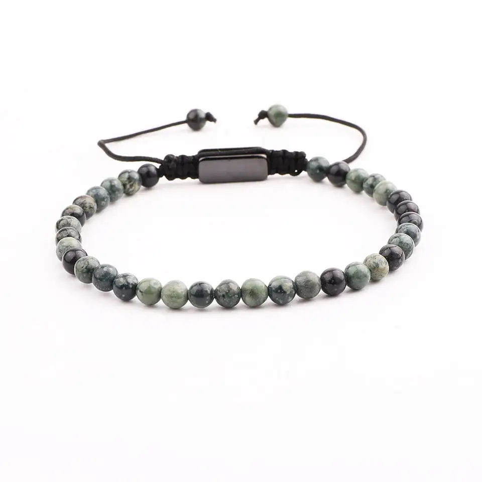 Custom Natural Stone Bead Bracelet Rose quartz amethyst 7 Chakras adjustable length 4mm bead Bracelet