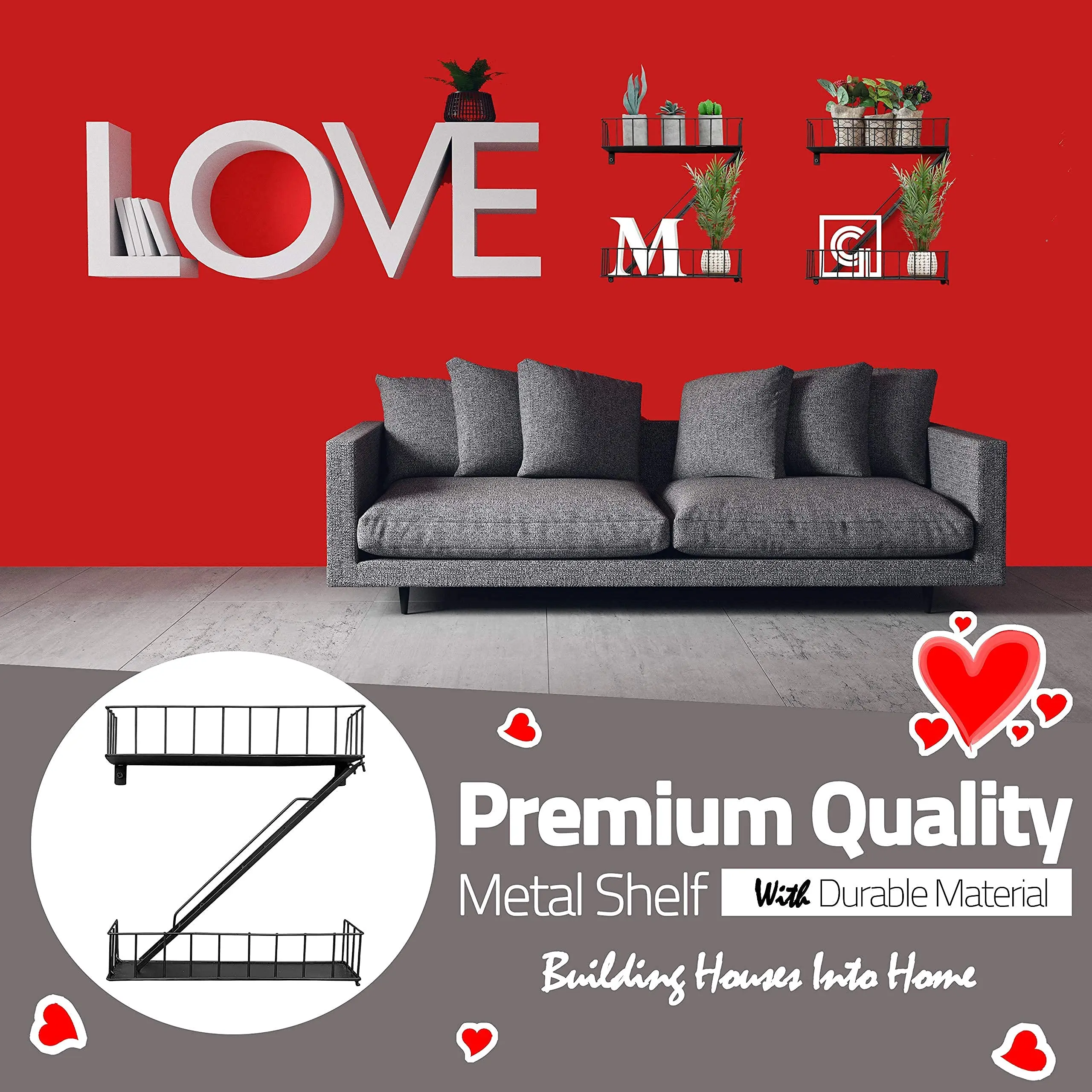 Fire Escape Shelf - Versatile New York Inspired Modern Floating Hanging Wall Shelves Make a Great Action Figure