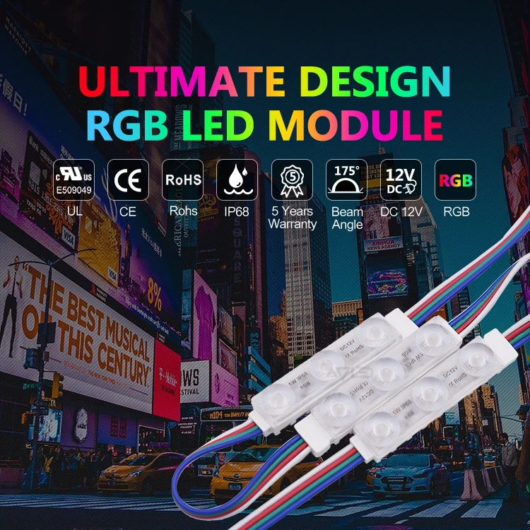 Высококачественный водонепроницаемый Dc12v 0 72 Вт 2835 175 градусов smd объектив 3 света RGB СВЕТОДИОДНЫЕ модули впрыска знак светодиодный модуль для рекламы