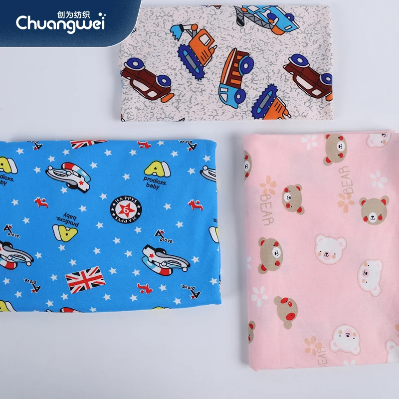 China manufacturer single-sided brushed fabric printed knitted fabric milk silk cartoon fabric