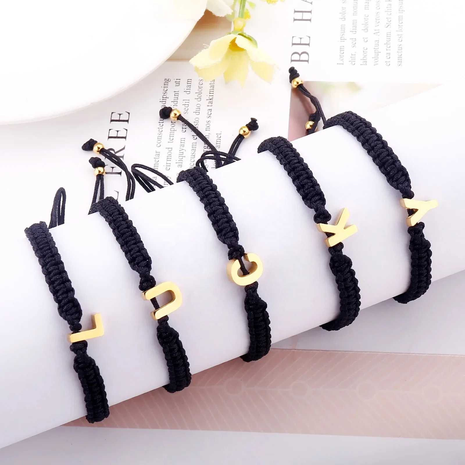 wholesale fashion handmade stainless steel initial bracelet letters for women men