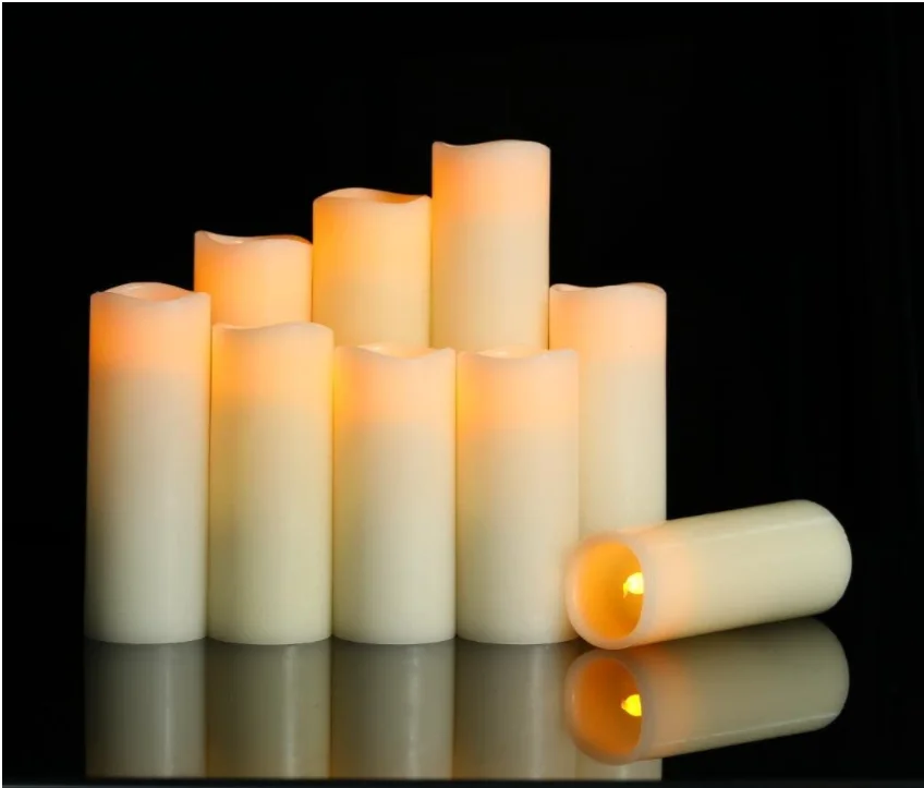 Led Flameless Candle  Set Of 9 Real Wax Pillar Decorative Led  Candles With Remote Control And Timer