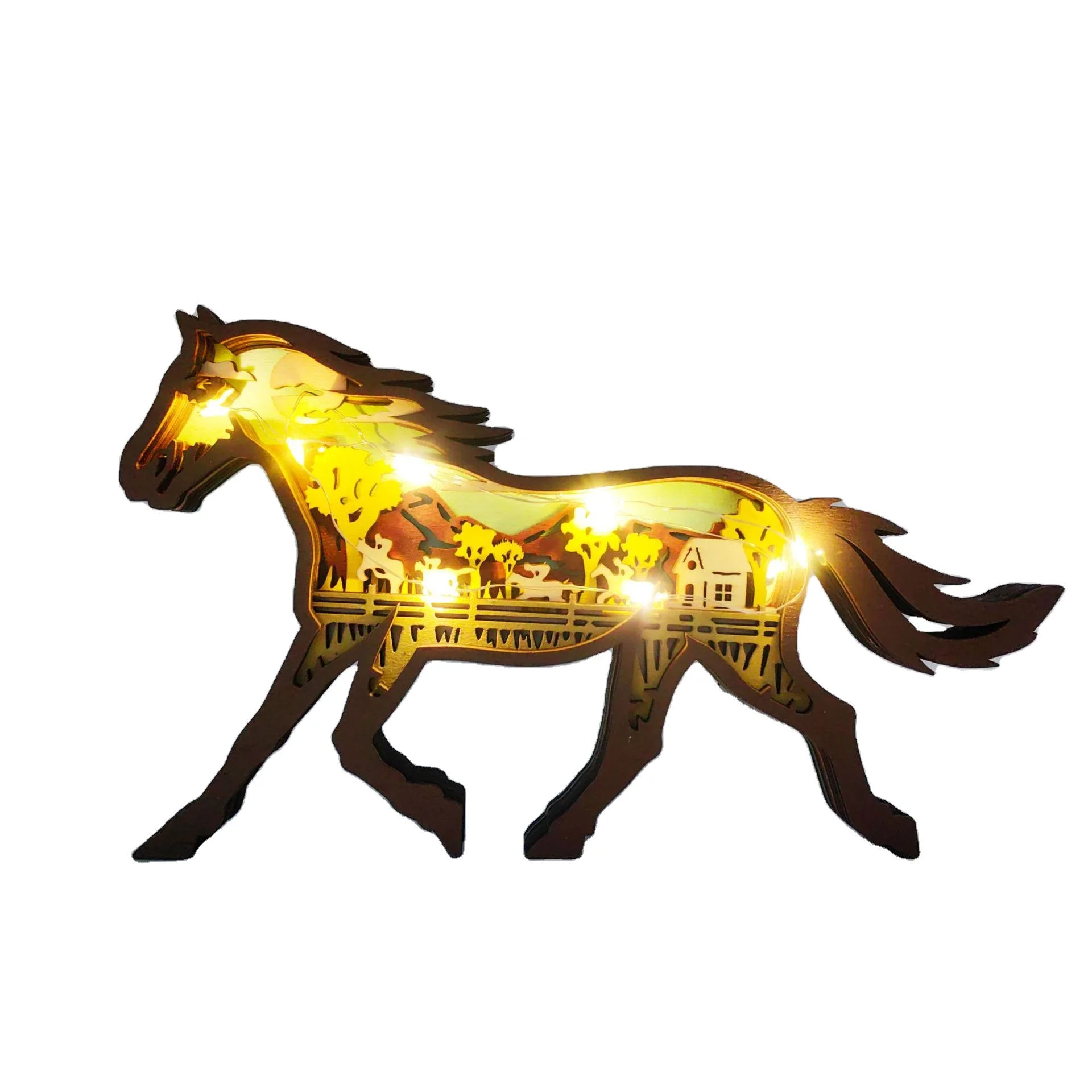 Carved Wooden Maple Leaf Ornaments Lighting Thanksgiving Home Tabletop Decoration For Wood