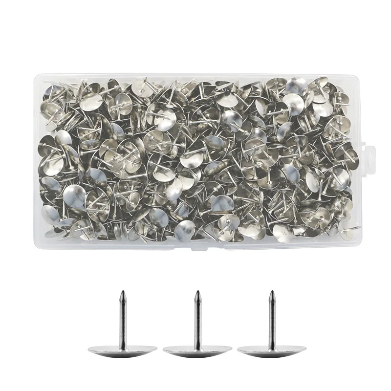 Wholesale 600pcs/box Silver Pushpin Office Picture Tack Flat Head Nickel Plated Thumbtack Round Hat Pushpin