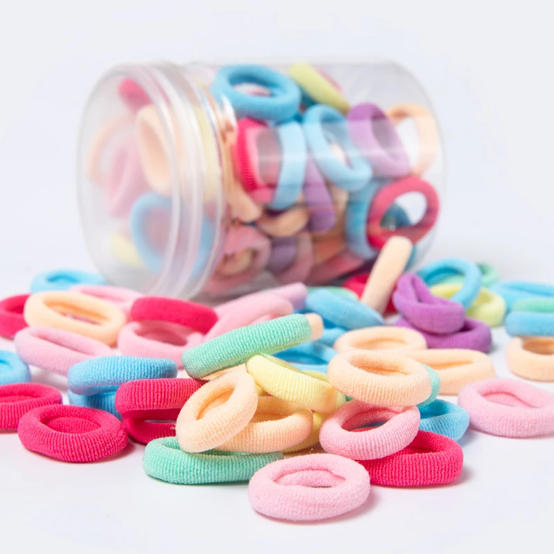 Small 2cm High Elasticity 50 Students Head Rope Girls Towel Hair Ring Tie Rubber