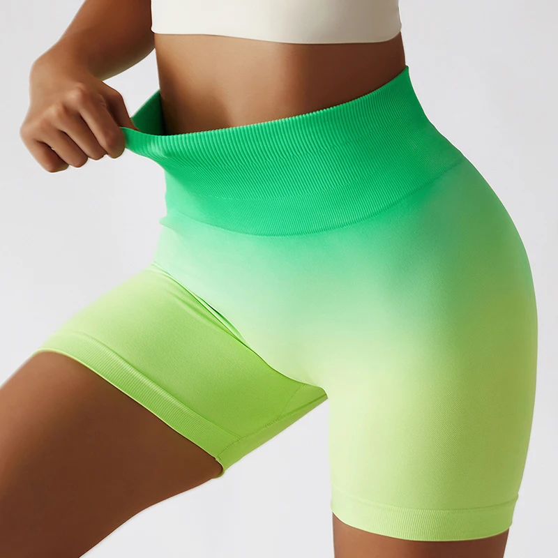Gradient scrunch back shorts Seamless Woman Yoga Shorts Thread Leggings Yoga Sets Stretch Summer Ins Seamless Yoga Pants