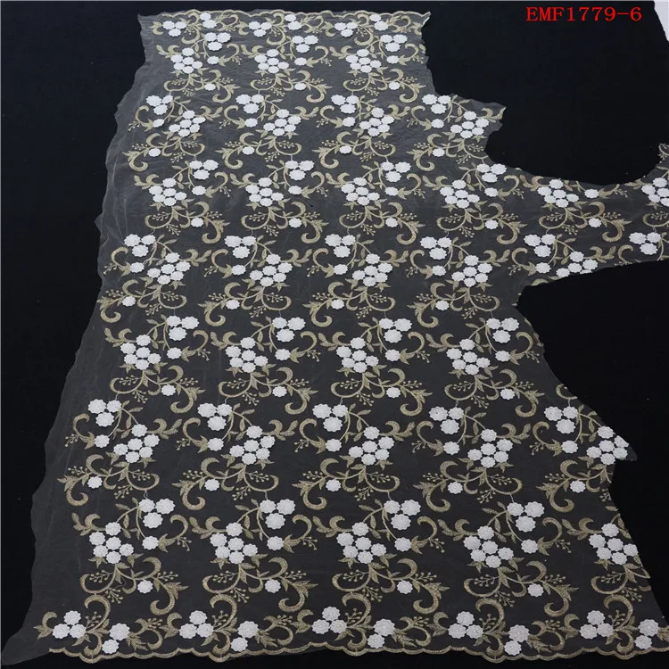 handmade fabric flowers lace fabric embroidery elegant 3d Floral Embroidered french tulle lace fabric for party evening dress