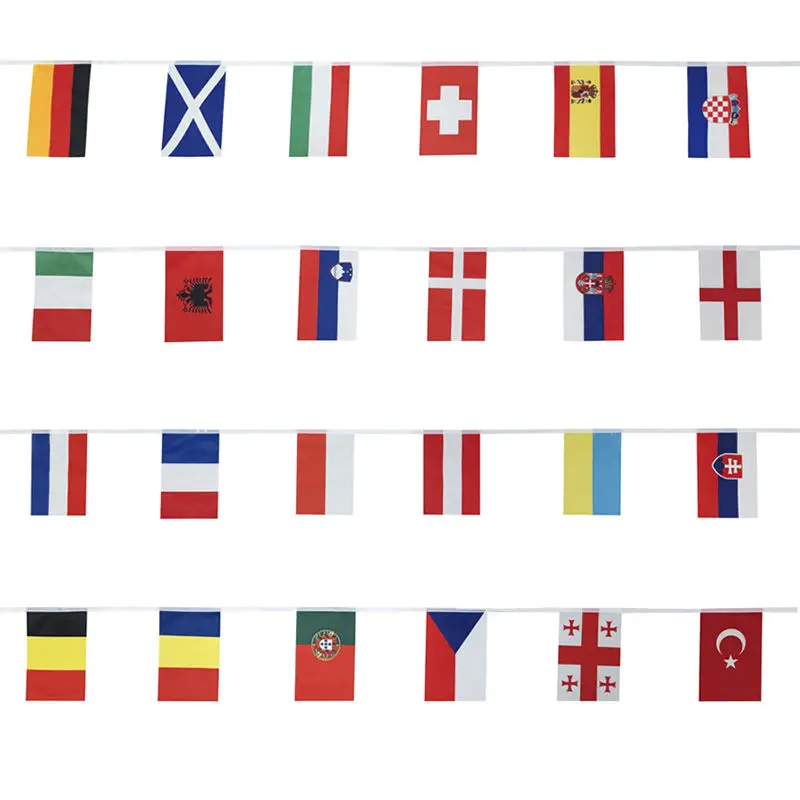 14cm*21cm Euro 2024 Football Cup  European  24 Team Bunting Flags National Team String Flags