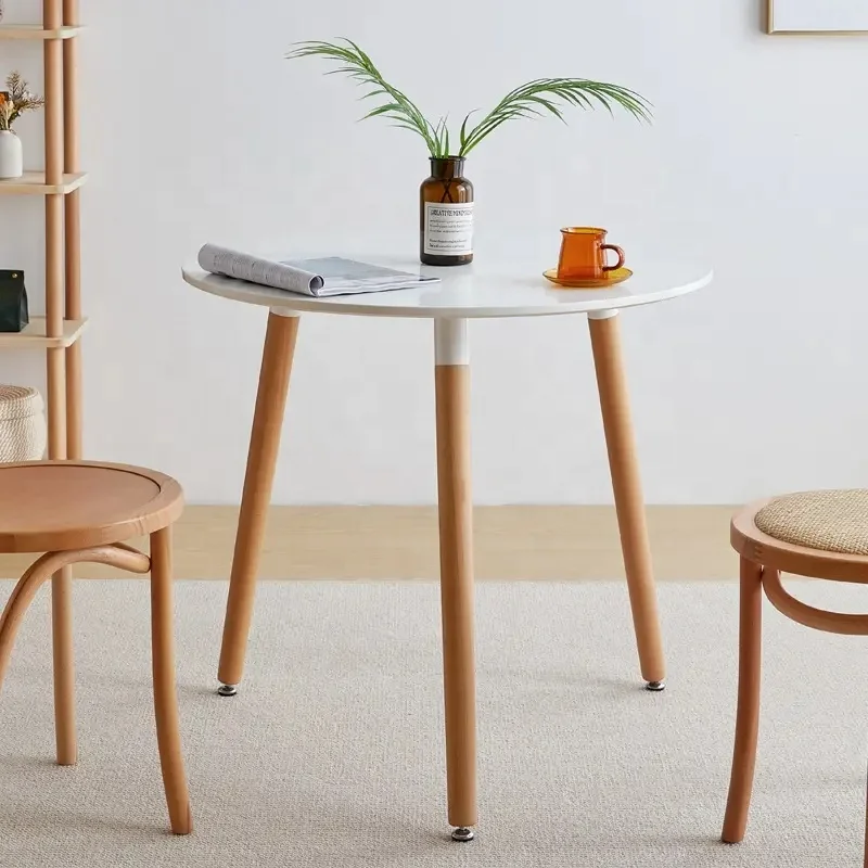 Office Kitchen Modern Wood Legs White Round Mdf Dining Table living room tables Kitchen Dining Table
