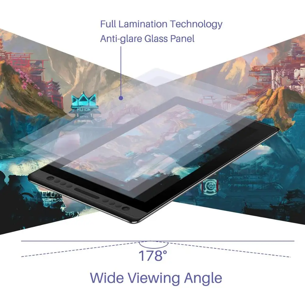 16inch portable HUION KAMVAS pro16 premium 150% RGB 6 keys LCD graphic design tablet monitor