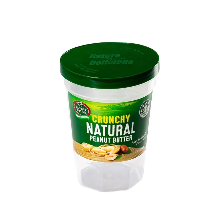 customized plastic jar for peanut butter transparent container packaging 315g plastic jar with screw lid