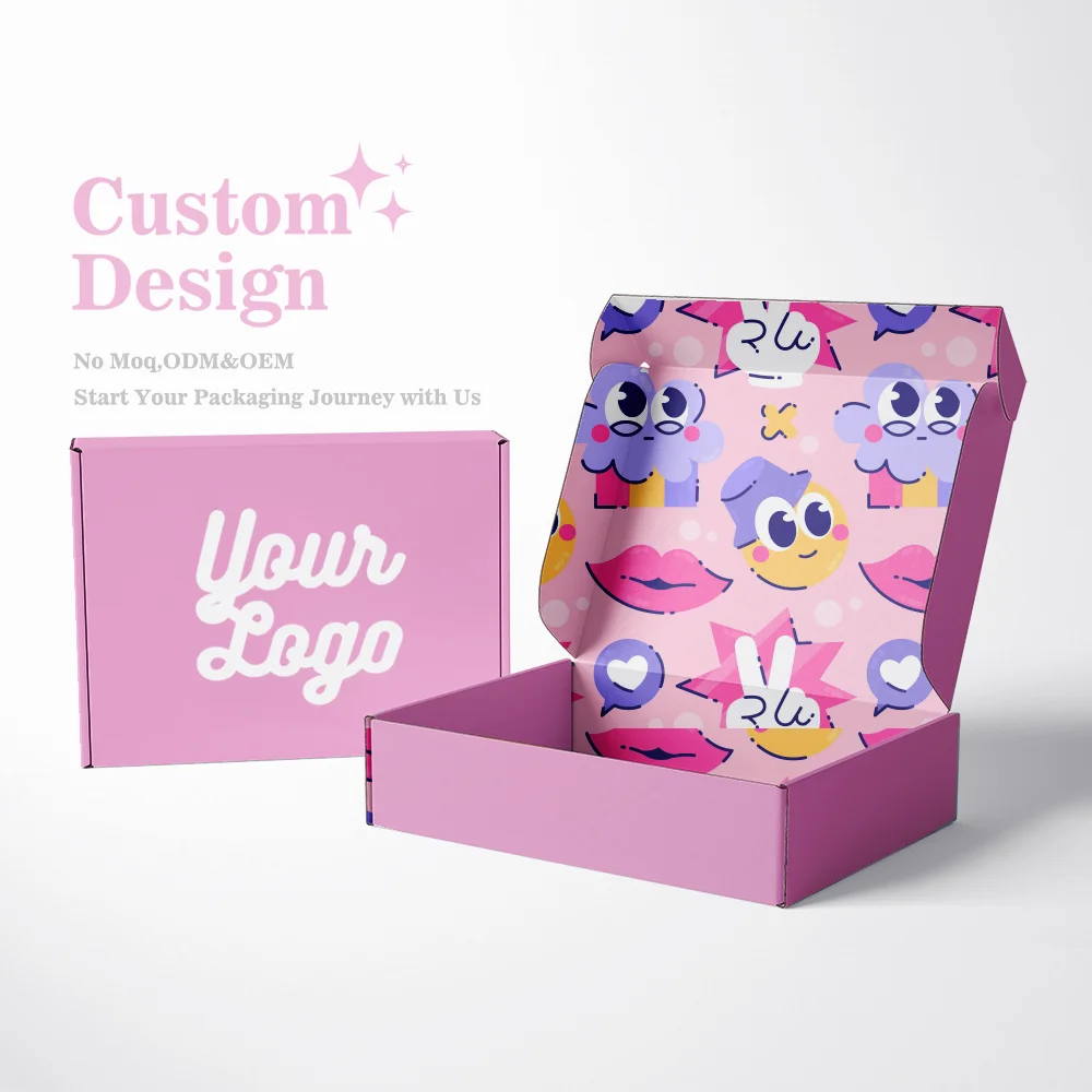 Hot Selling Custom Logo Pink Color Cosmetic Corrugated Packaging Mailer Box Shipping Box Paper Box with Best Prices