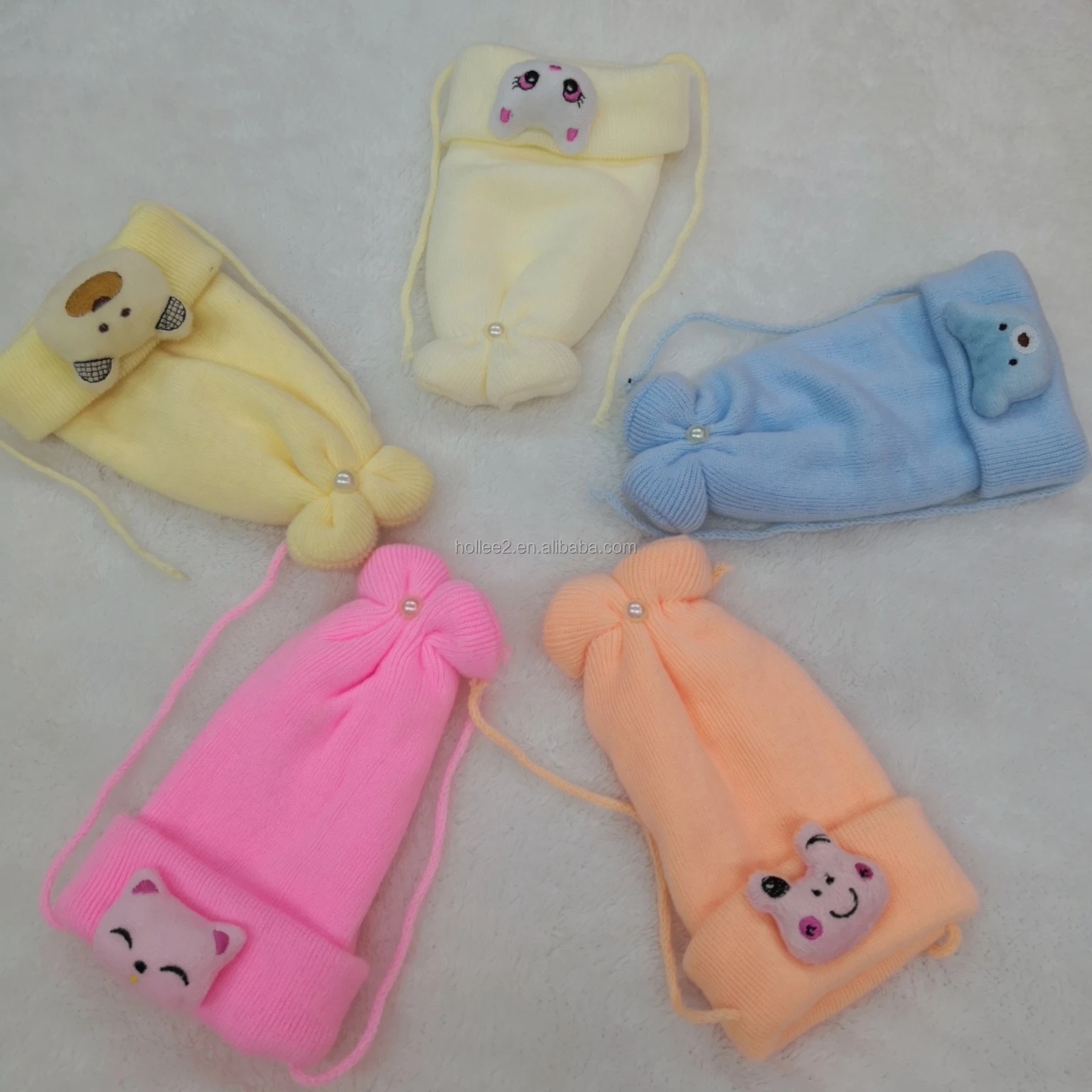 Хлопковая вязаная шапка для младенцев Шапка-бини детская зимние аксессуары маленьких