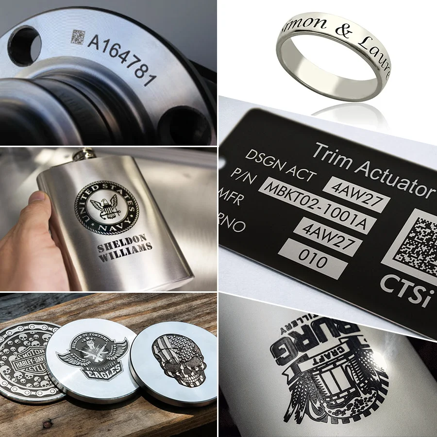 Super Fast Delivery 20w 30w 50w Raycus MAX IPG Brand Logo Metal Laser Marking Machine with 360 Rotary Device