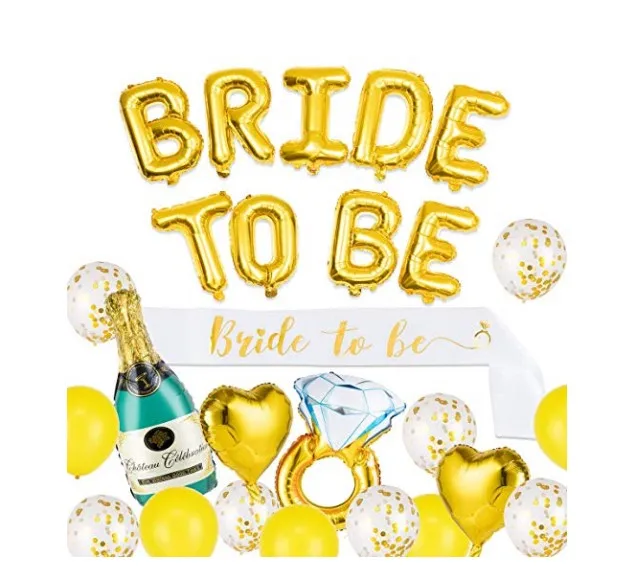 2022 Trend Bride To Be Sash Balloons Gold Bridal Shower Bachelorette Party Supplies Decorations Kit for Hen Party Accessories