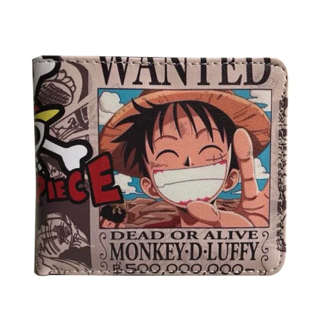 Anime One Piece PU Wallet for Women Men Cartoon Zoro Luffy Ace Figures Purse Foldable Wallet Card Holder Children Adult Toy Gift