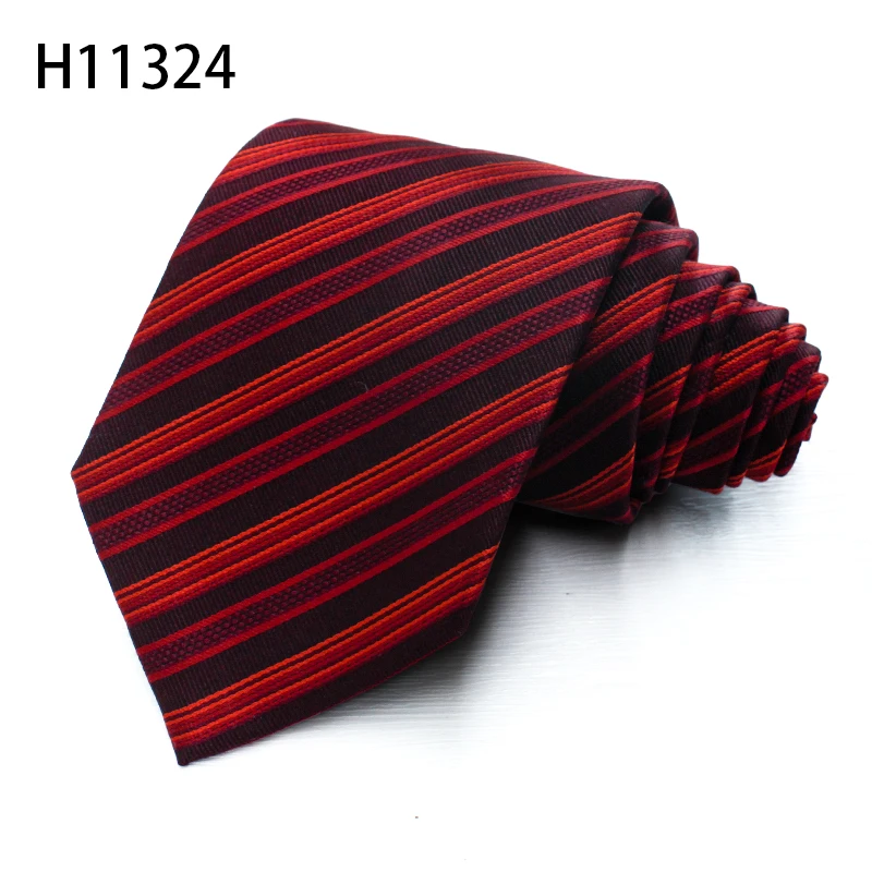 Red Stripe Mens Wedding Cheap Polyester Skinny Mens Neckties Business Woven Jacquard Ties