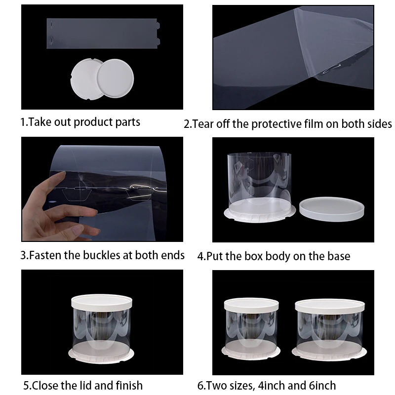 Wholesale Cheap 18/22cm Clear Birthday Cake Boxes PET Transparent Gift Rose Bear Packaging Box Wedding Party Christmas Box