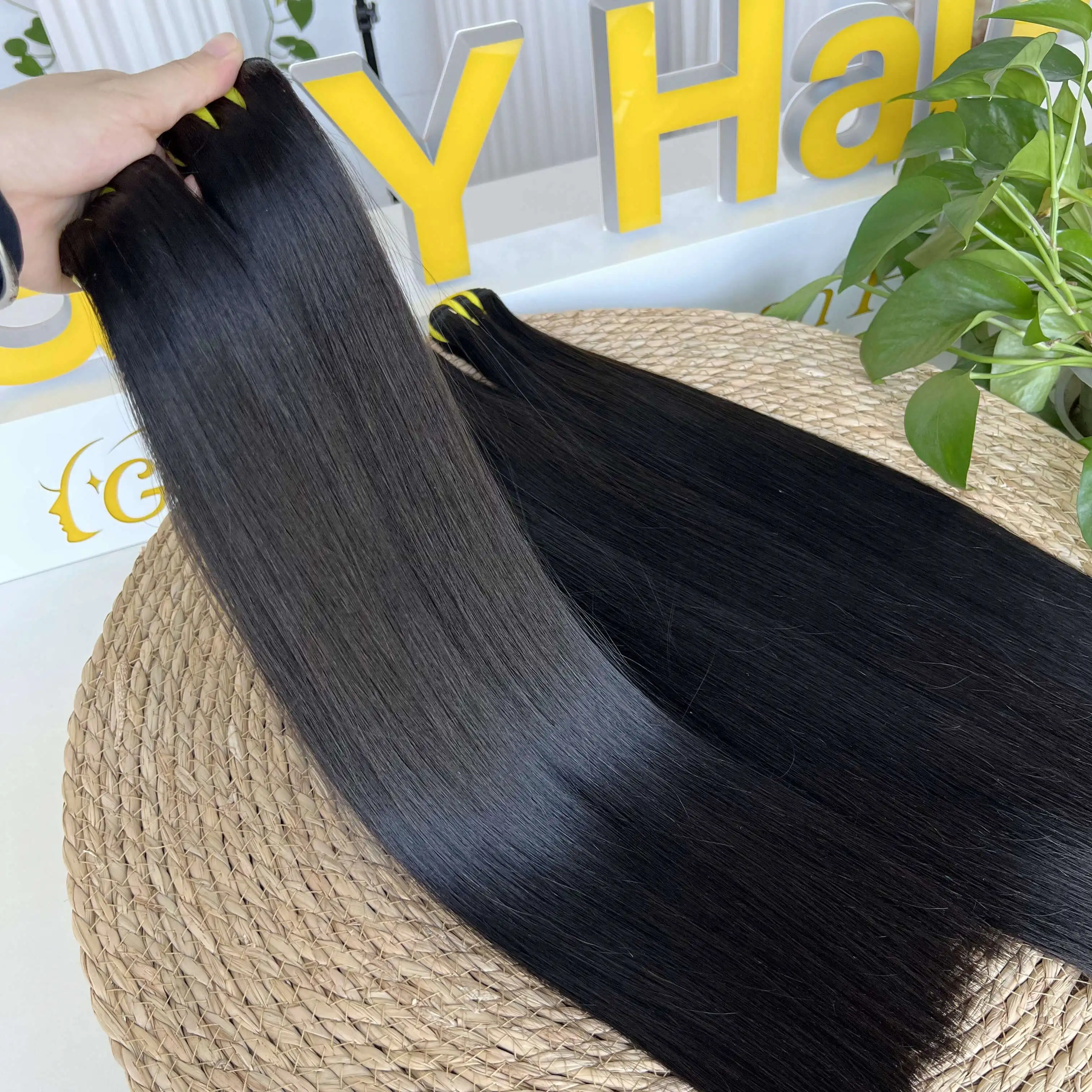 GDY Bulk Vendor Milk Virgin Human Hair Bundle Indian Double Drawn Weft unprocessed Raw Hair Extension Virgin Hair Bundles