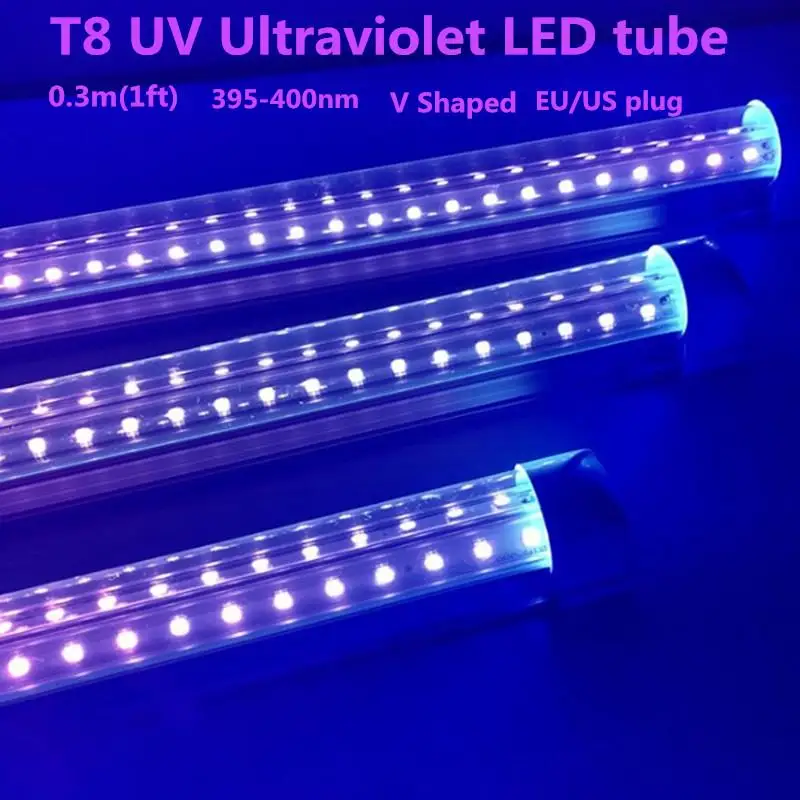 High Quality UVA T8 LED Tube Integrated Light Black Light 365nm 2FT 60cm 8W 9W Clear Cover for Banknote Verification