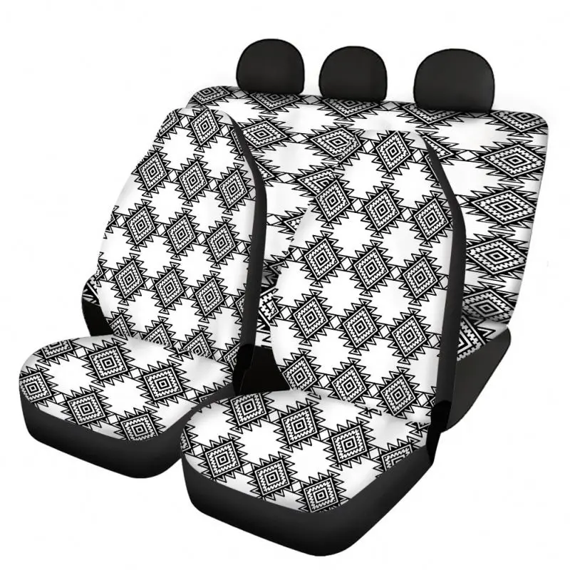 
3D Car Seat Covers Polyester Fabrics Fashionable Aztec Southwest Native American Printed Luxury Car Full Seat Cover Set 