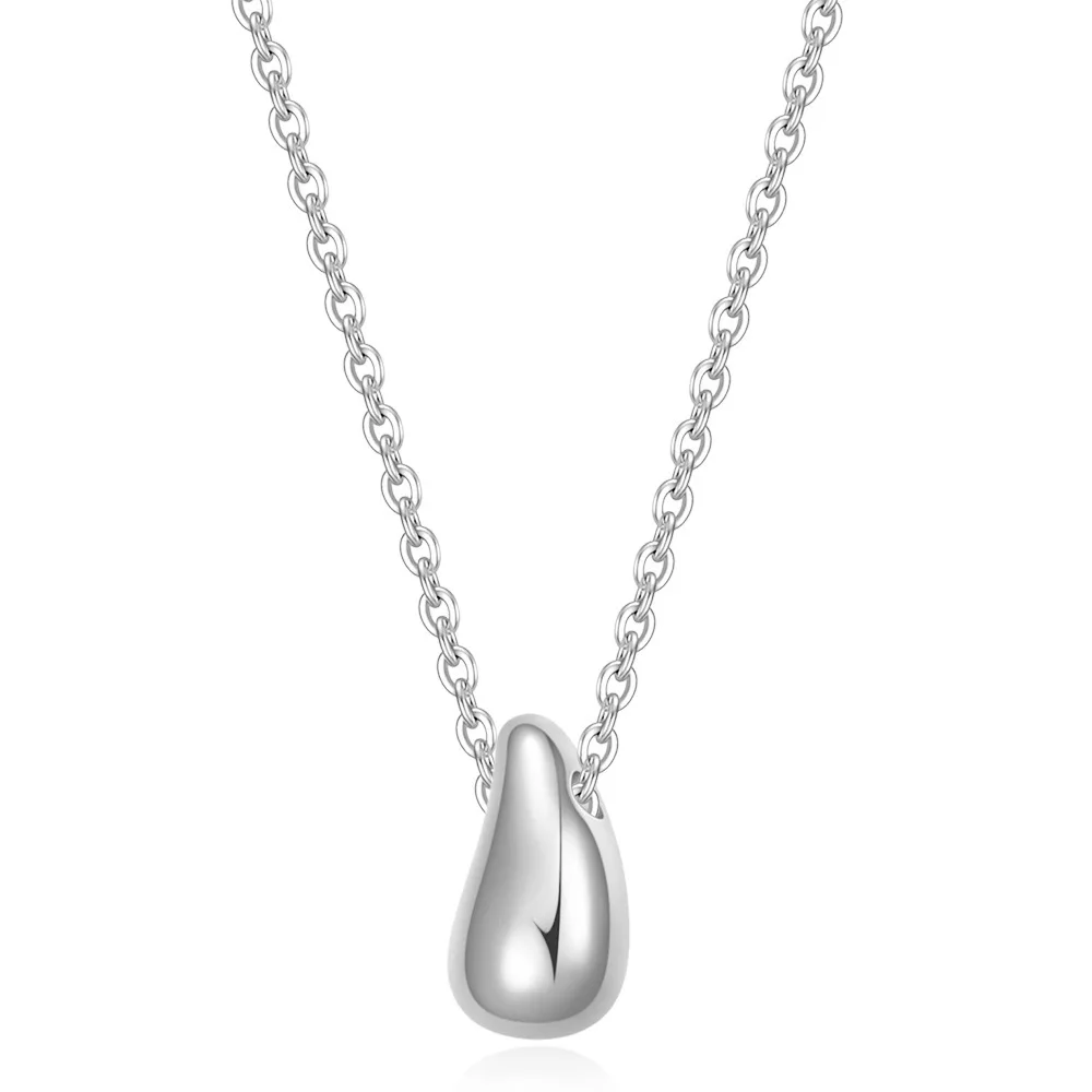 SLand Jewelry Wholesale Minimalist Polishing Gold Waterdrop Pendant Necklace Classic Exquisite Metal Neck Jewelry for Women Gift