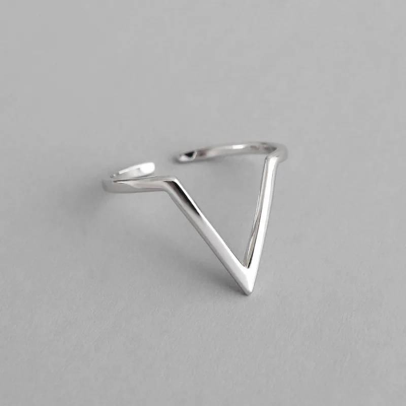 Sterling 925 Silver Jewelry Minimalistic Originality Geometric Triangle Rings sterling silver 925 jewellery