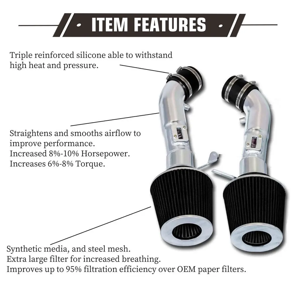 AUTOFAB Aluminum Cold Air Intake System with Filter for Infiniti G37 3.7L 08-13 for Nissan 370Z 09-20 EPAA01G108 Black Standard