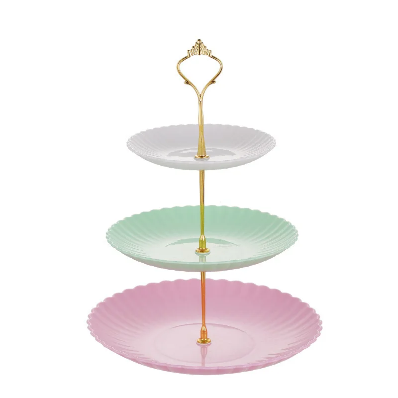 European three-layer fruit dish dessert table Multilayer cake shelf dried fruit dish candy Dim sum tray wedding dessert table