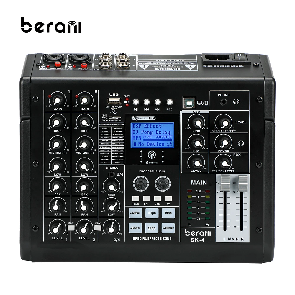 Berani SK-4 High Quality Usb 2 Channel Digital Audio Mixer Professional