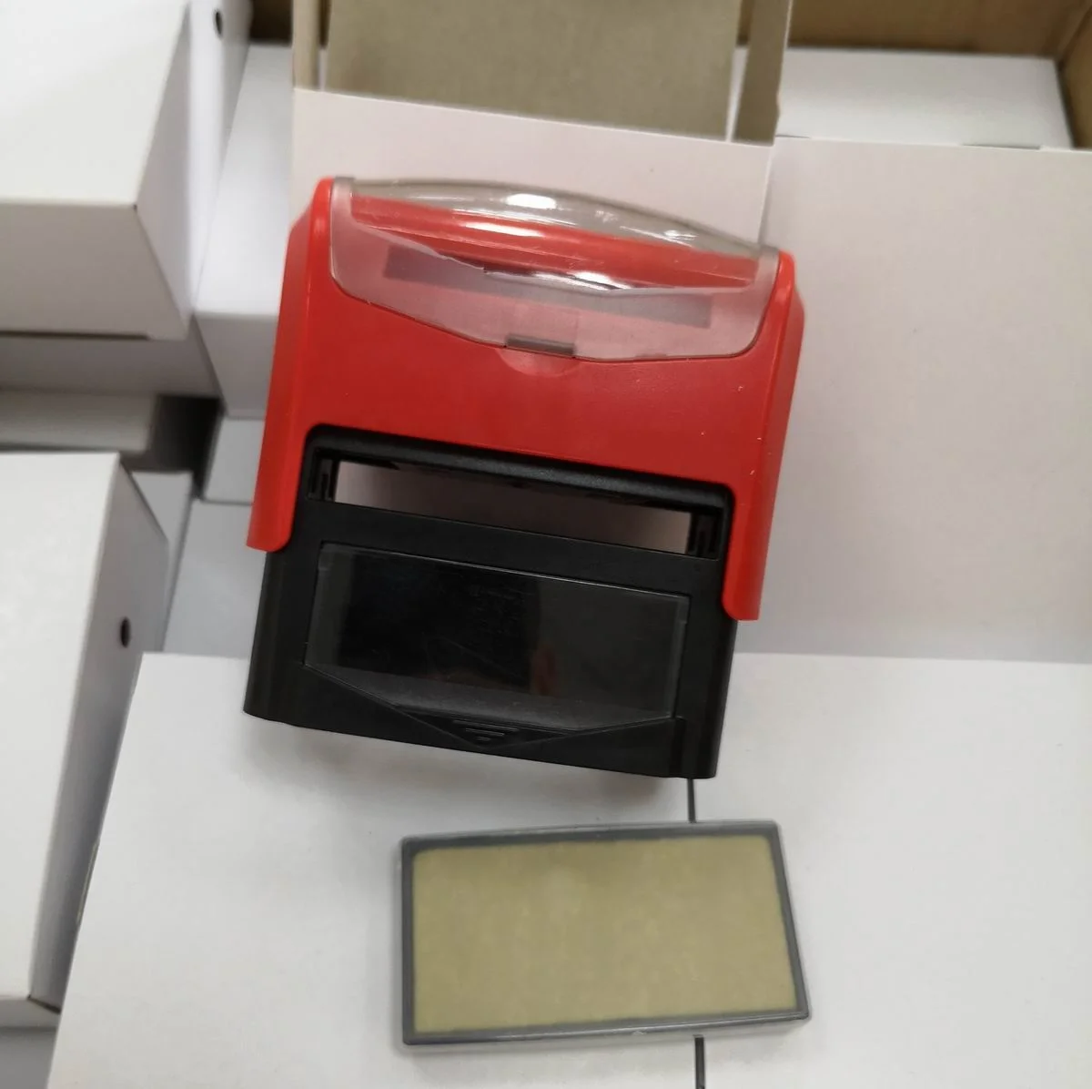 Self inking stamps EG-Series with fabric-covered ink foam and best quality water base Trodat ink