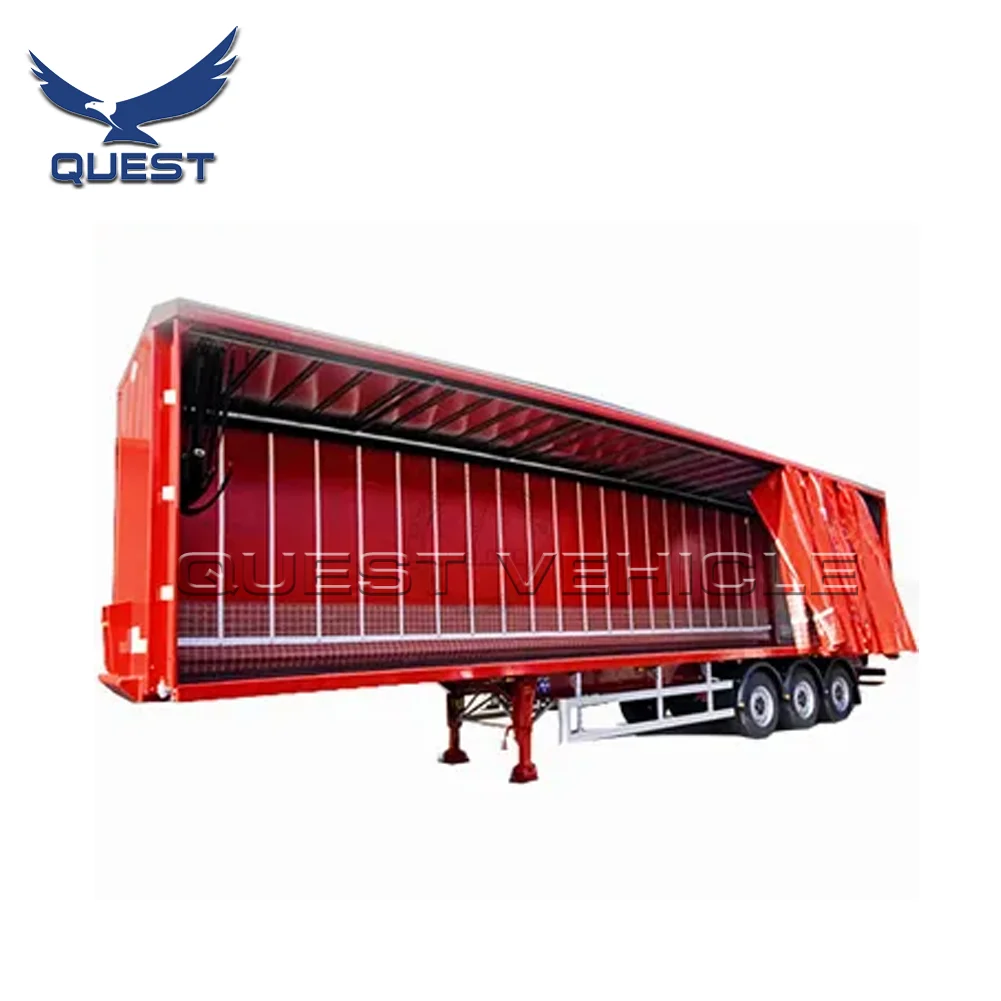 Best Price Bulk Cargo Flatbed Van Truck Trailer Dry Refrigerated Van Semi Trailer With Side Wall