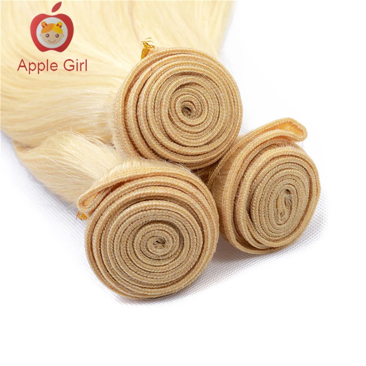 Honey Blonde Bundles With Closure Brazilian Remy Straight Human Hair Cuticle Aligned Hair 613 Bundles With Closure