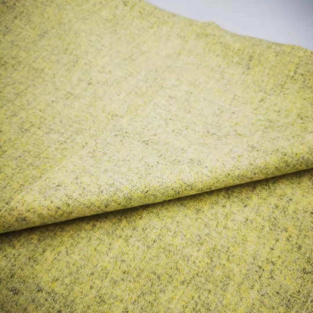 ready to ship mixed light YELLOW 100% wool 520g/m MELTON woolen fabrics for winter coat