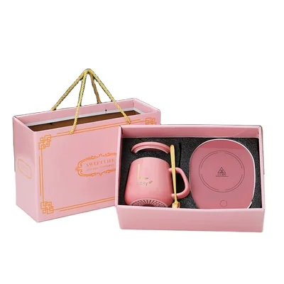 Электрическое беспроводное умное керамическое зарядное устройство с подогревом для кофе, подогреватель на 55 градусов, красная кружка