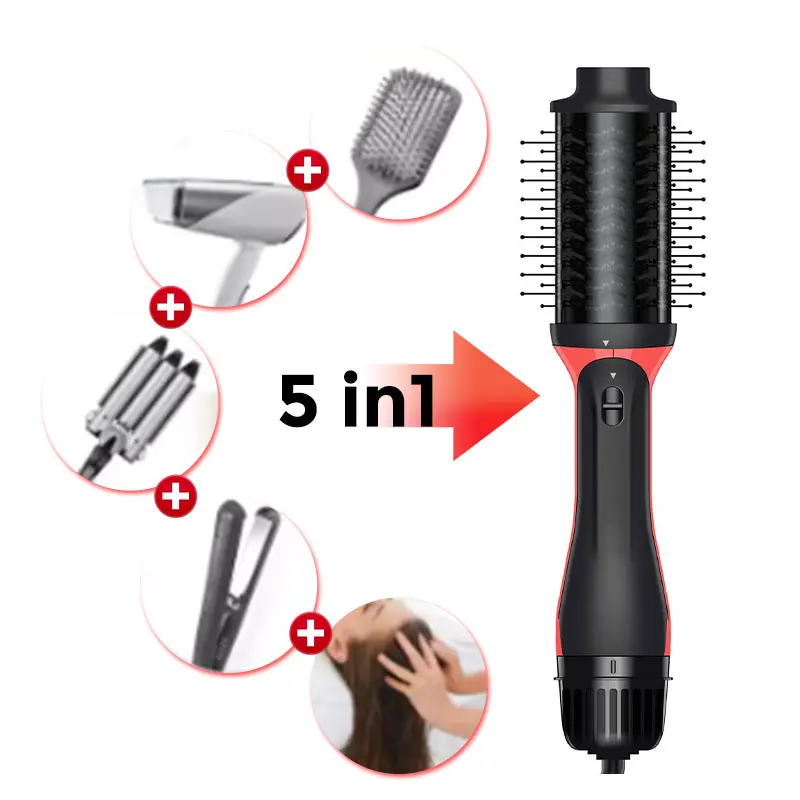 Multi-Functional Hair Brush Hot Air 5 In 1 Hair Straightener Blow Electric Blowout Brush