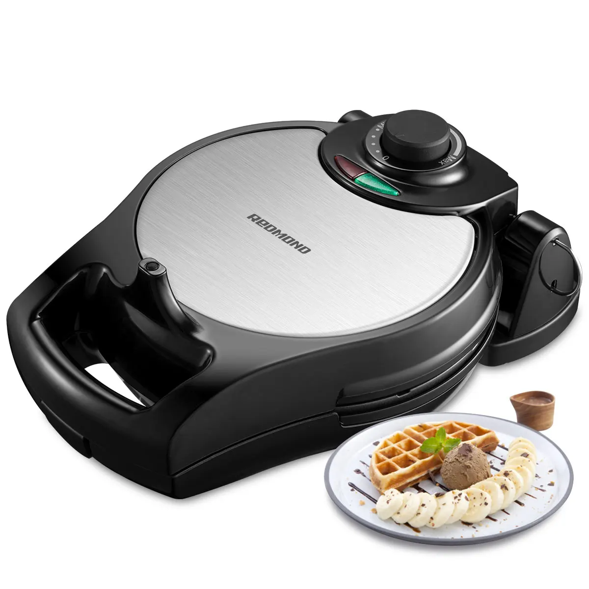 Nonstick Rotating Flip Belgian Waffle Maker Temperature Control Adjustable Round Pancake Sandwich Waffle Makers