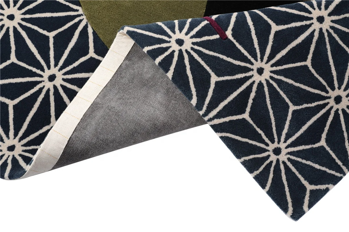 
China Manufacturer Nordic Geometric Custom Size Blue Carpet and Rug Bedroom Living Room 