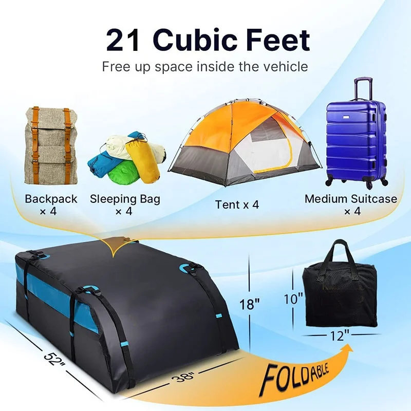 Waterproof Soft PVC Car Roof Top Luggage Rack Rooftop Carrier Cargo Bag