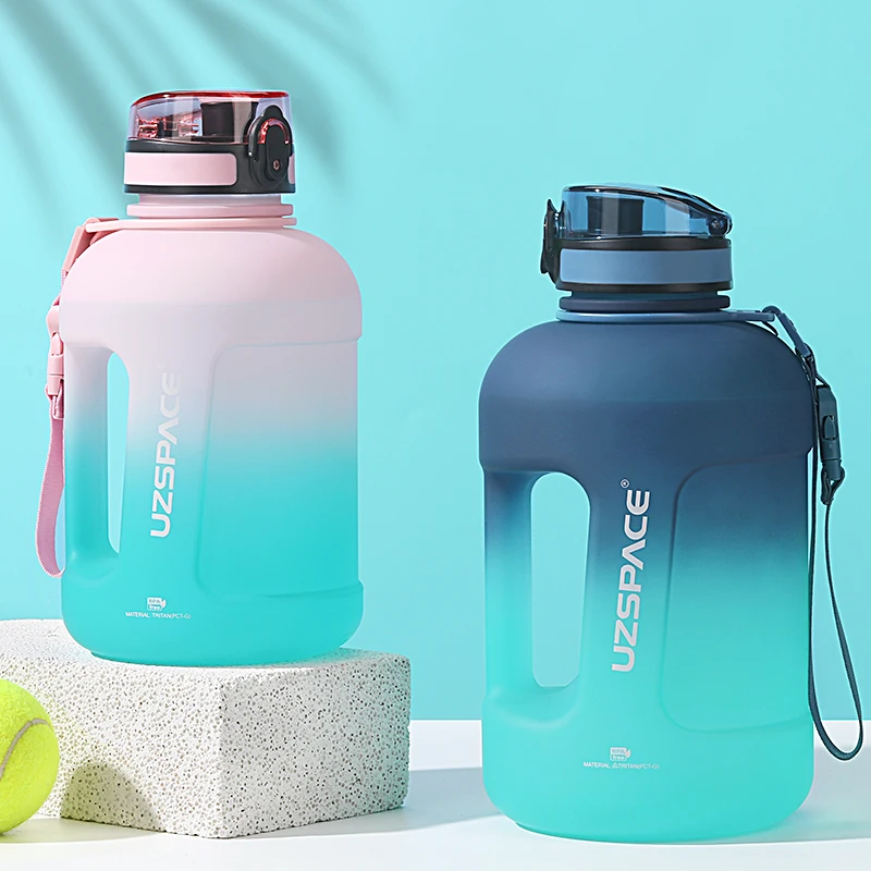 drinking protein sports shaker bottle Customized logo portable BPA Free half gallon fitness water bottle with double colors gym