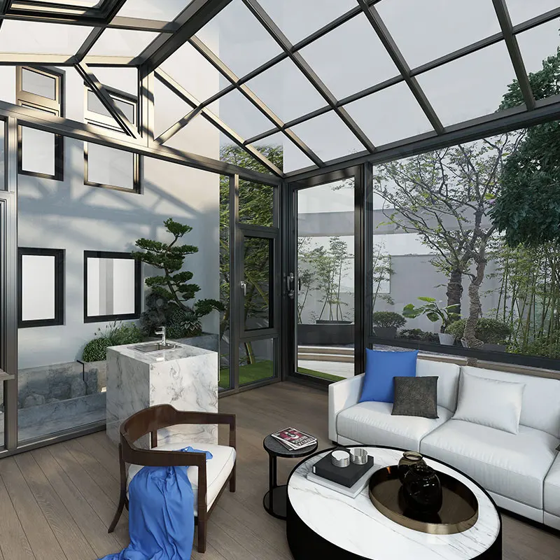 Lowe Tempered Glass Aluminum Frame Sunroom Prefabricated Custom Winter Garden