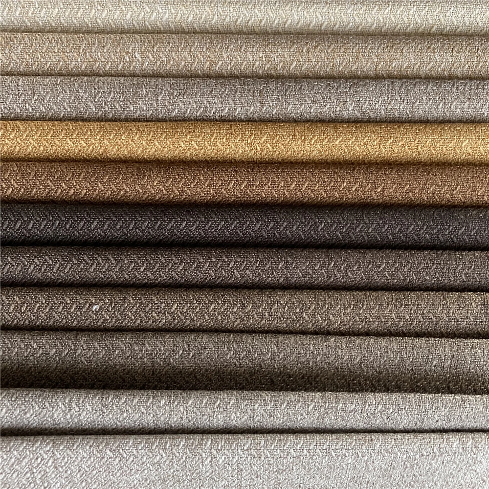 100% Polyester Imitated Linen Textile Upholstery Sofa Fabric Wheatear Linen Look Woven Stripes Design Plain Style