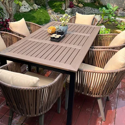 modern luxury fashion furniture outdoor plastic wood dining garden outdoor table for sale
