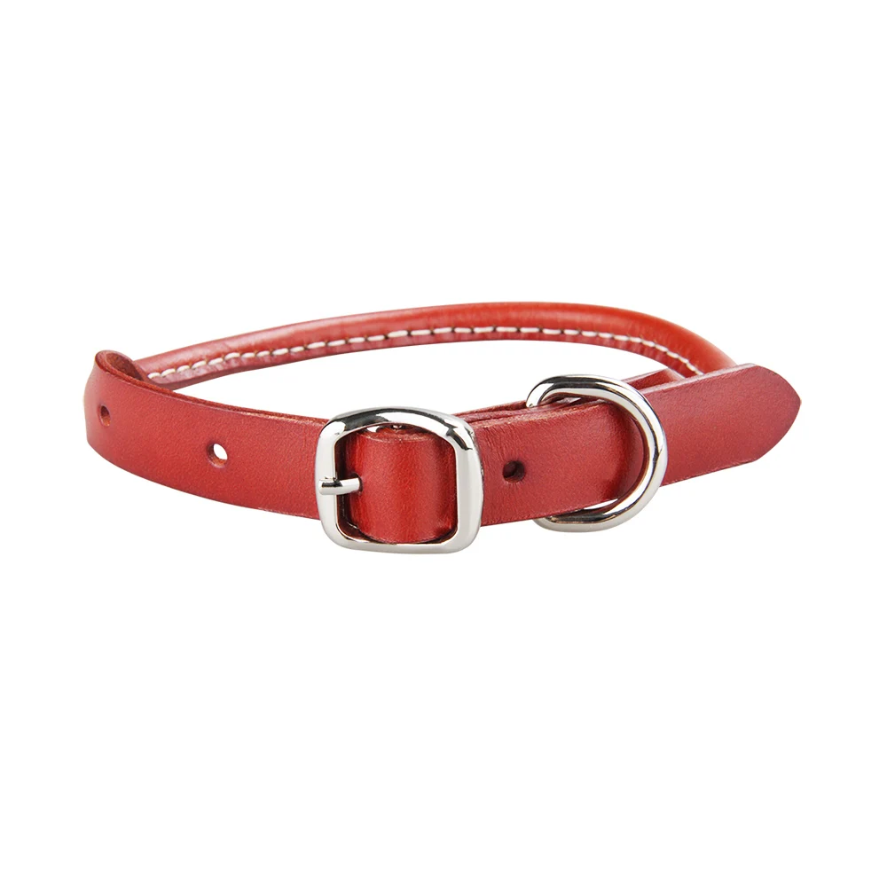 Прочный Красивый замша воловья кожа Красный ошейники для собак