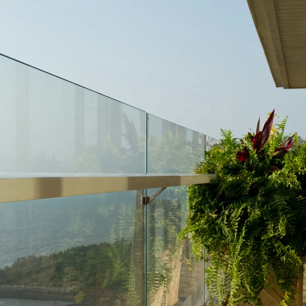 
Point support glass railing system with 13.52mm SGP laminated glass 