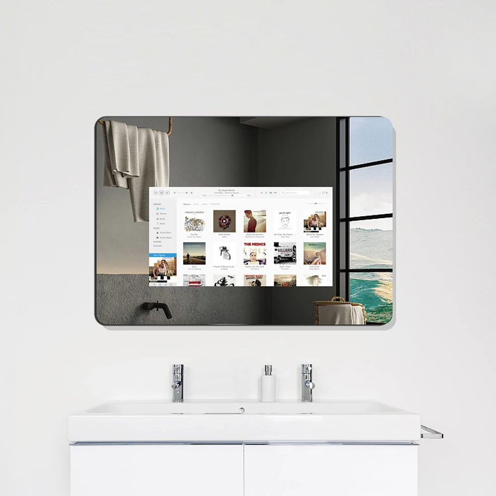Top quality magic mirror glass full function glass tv smart android led mirror