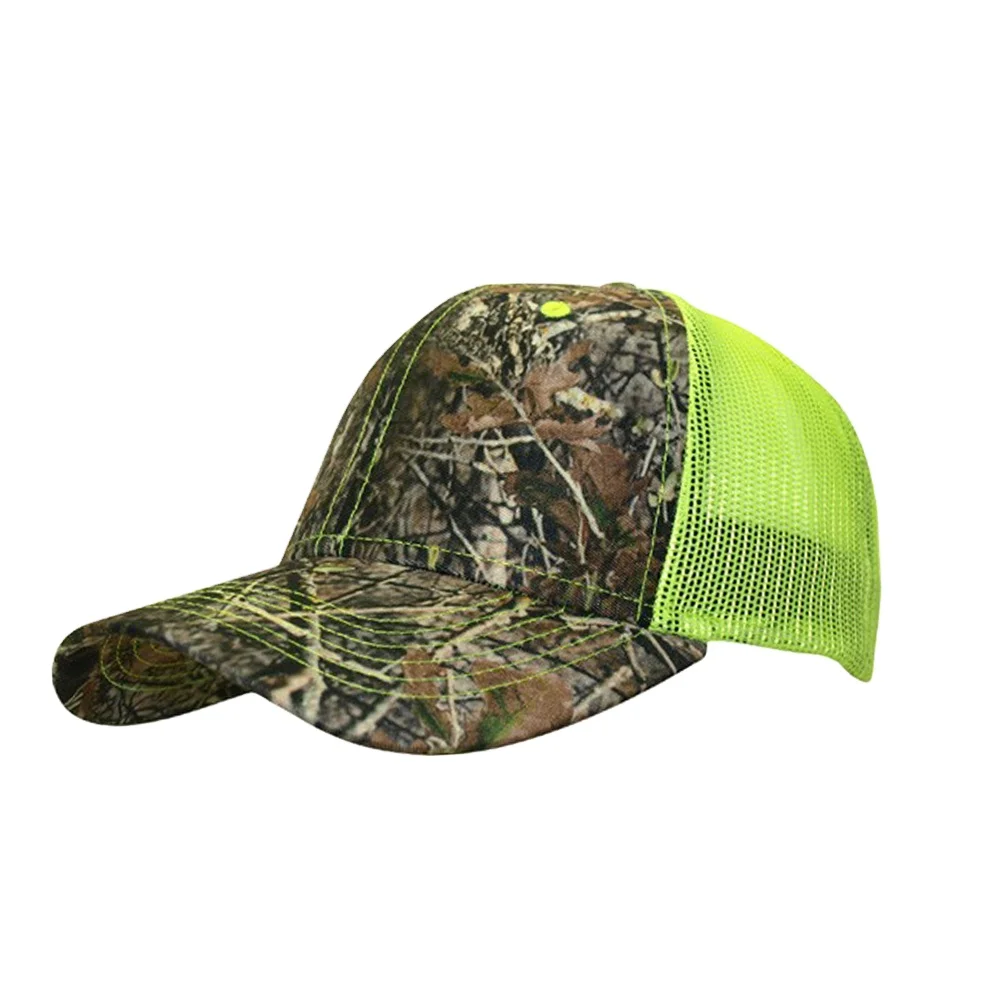 Outdoor Real Tree Camouflage Mesh Trucker Cap Contrast stitching Blank Mesh Washed Trucker Hat Promotional Sports Cap