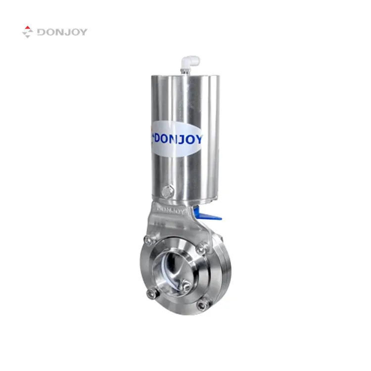 DONJOY quality stainless steel sanitary pneumatic clamp thread butterfly valve for fluid