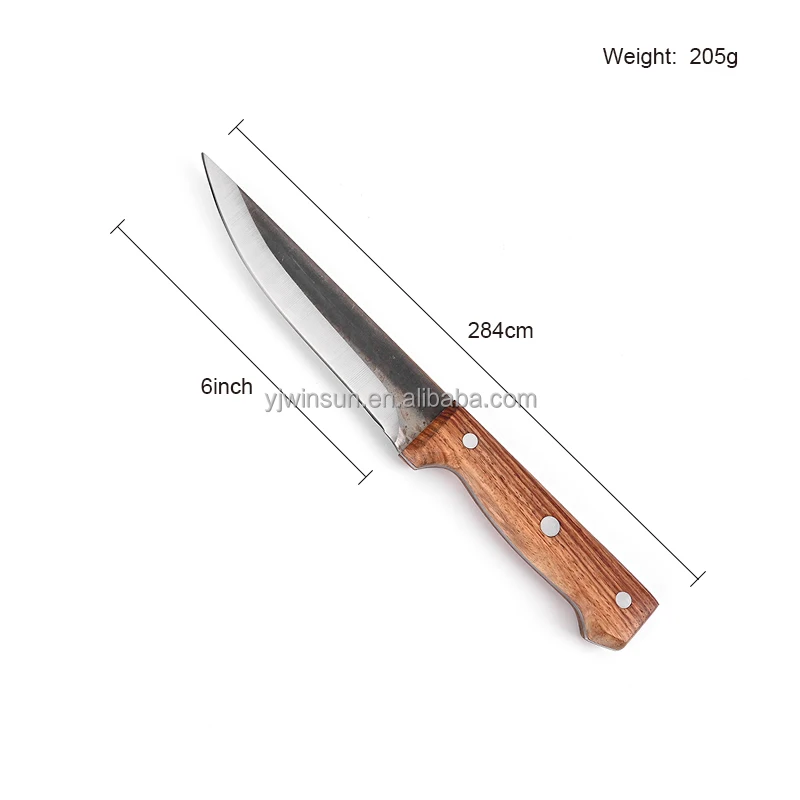 Good Quality Stainless Steel Kitchen Knives Blade Full Tang Boning Fillet Raw Meat Knife forging blade wooden handle